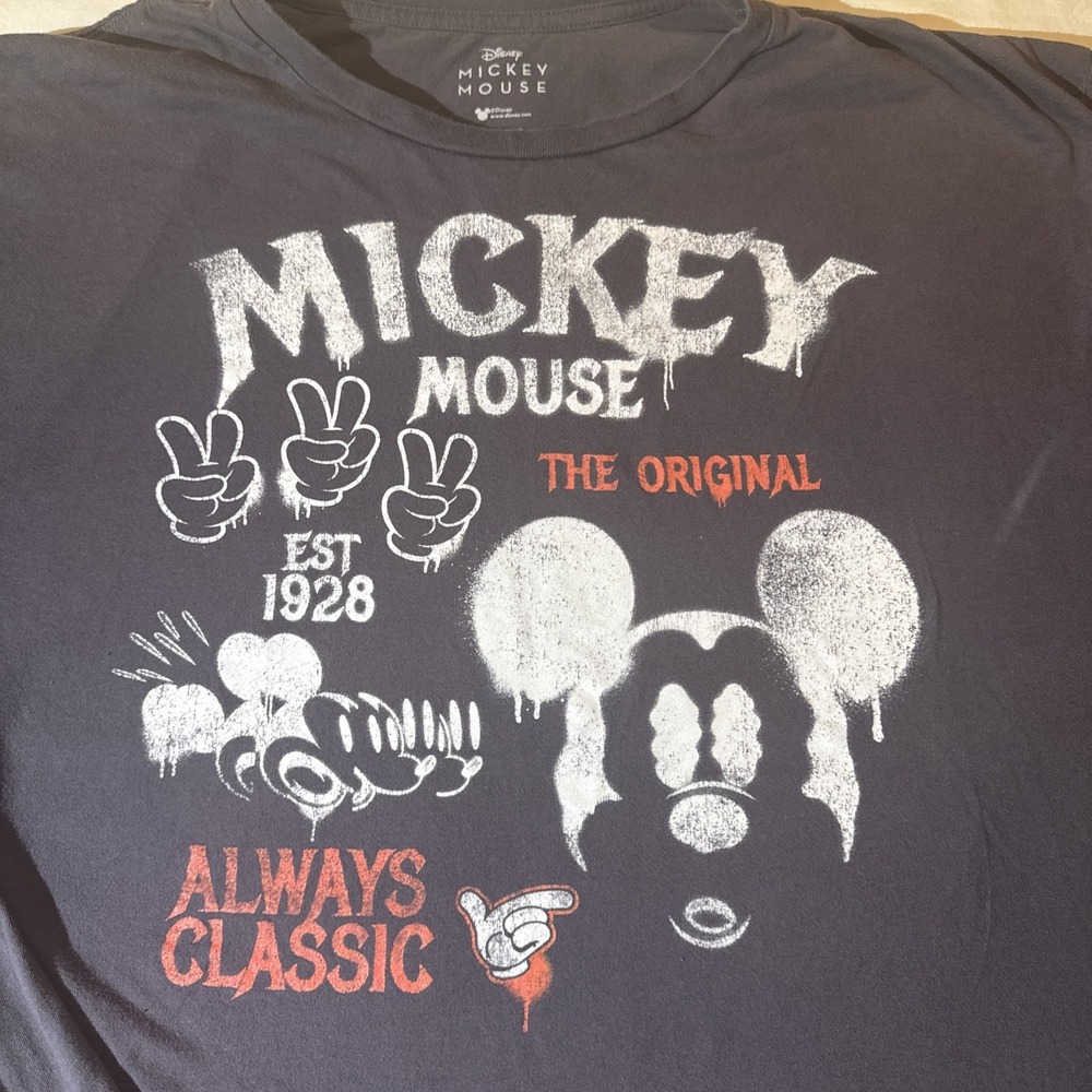 Disney Gray Mickey Mouse The Original Classic Long Sleeve Tee-shirt Men's 2XL